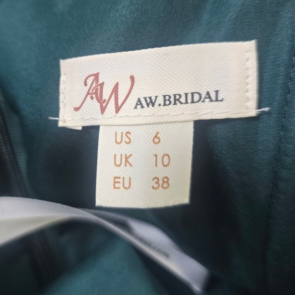 AW BRIDAL 6 S hunter green Maharaol wedding formal party maxi dress NEW B43 - Picture 9 of 10